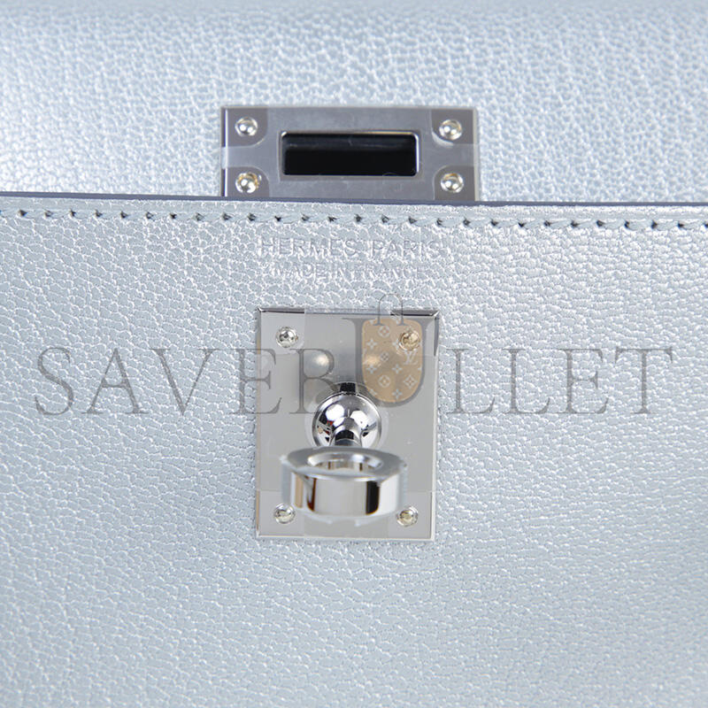 H**me5 mini kelly silver metallic argent chamkila palladium hardware (19*12*5.5cm)